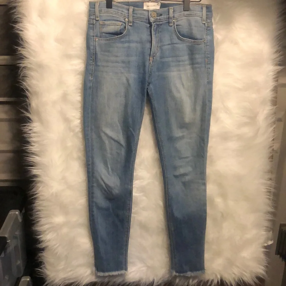 McGuire Light Wash Raw Hem Skinny Jeans 26